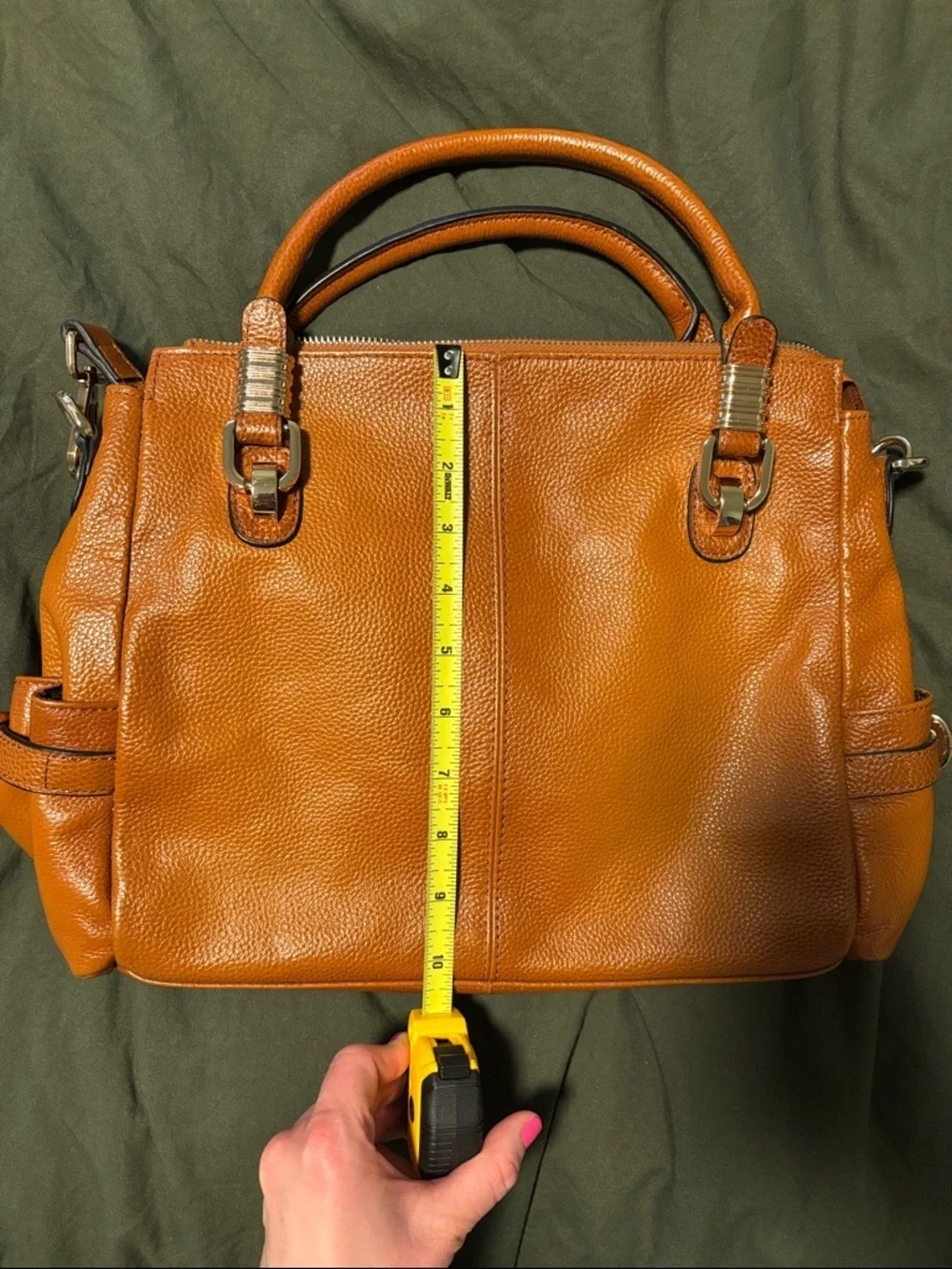 Kattee Women's Genuine Pebbled Leather Satchel Shoulder Bag Purse Brown